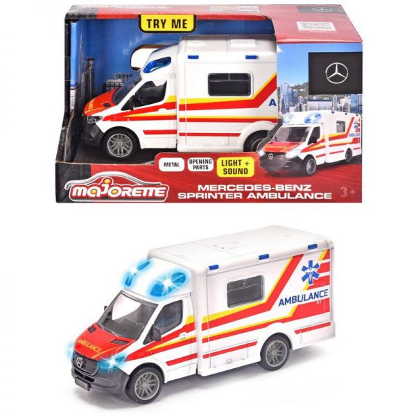 Majorette Grand Series Mercedes-Benz Sprinter Ambulance, lights and sounds, cm.15