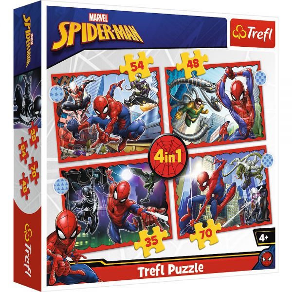 4 Puzzle in 1 - Spider-Man: L'Eroico Spider-Man