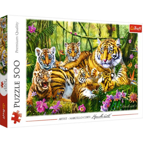 500 Piece Puzzle - Family of tigers