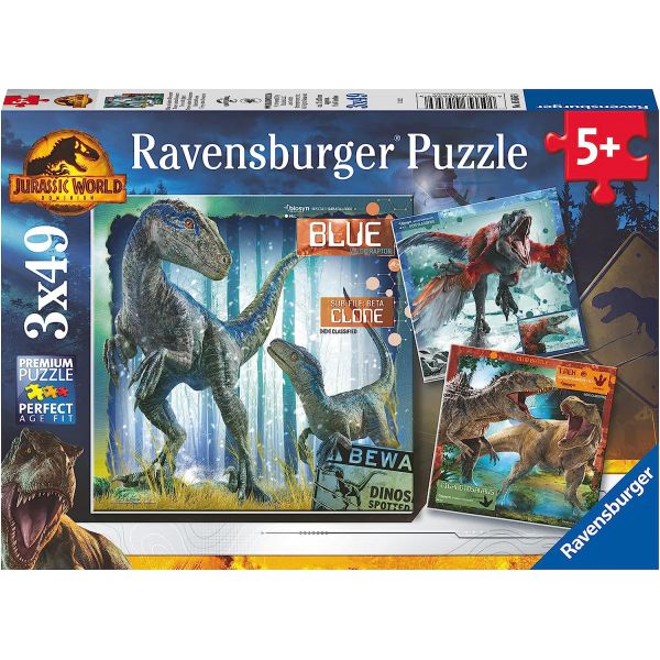 3 Jigsaw Puzzles of 49 Pieces - Jurassic World